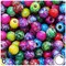 BeadTin Mixed Marbled 12mm Round Large Hole Plastic Pony Beads (75pcs)